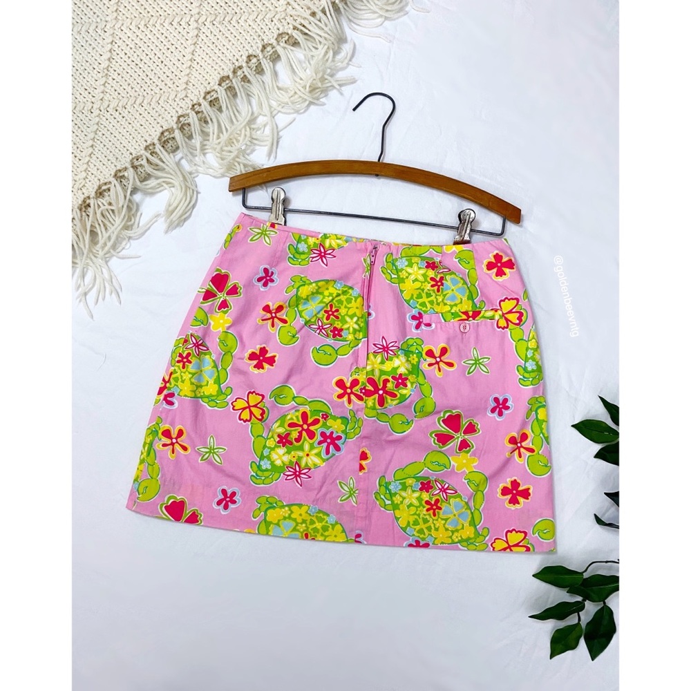 Vintage Lilly Pulitzer Floral Crab “Muscle Beach” Print Mini Skirt - Picture 2 of 5